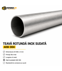 Teava rotunda inox sudata AISI 304, 256 x 3 mm, 6 metri